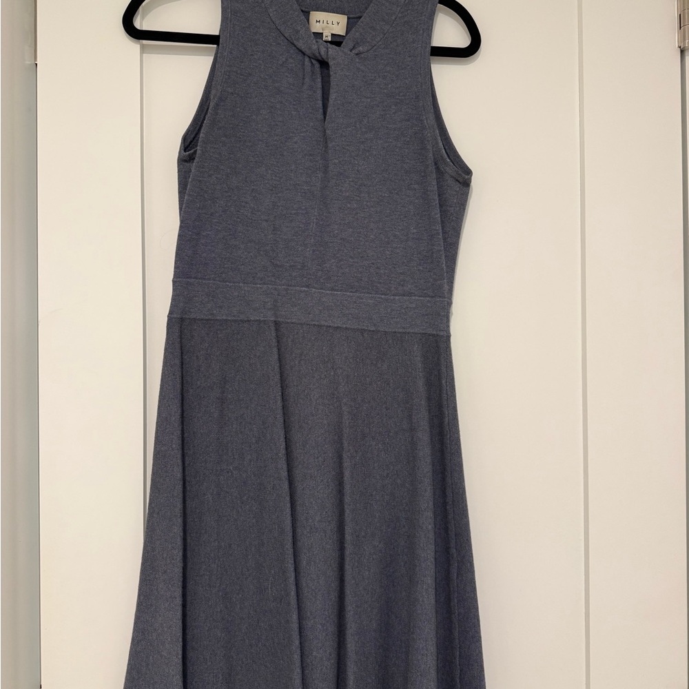 Milly Sleeveless Knit Midi Dress in Slate Blue